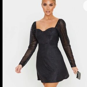 SHEIN Women’s Black Shimmer Fitted Dress!
